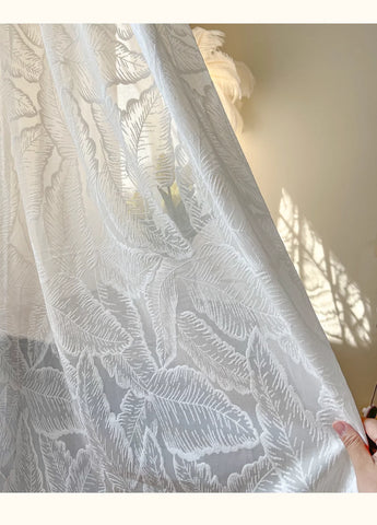 Bohemia white curtain yarn romantic 3D relief curtains for light-proof opaquefor bedroom living room balcony leaf embroidered