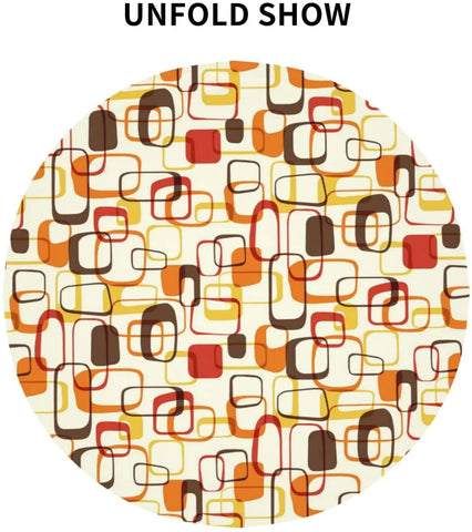 Retro Mid Century Geometric Round Tablecloth Stain Wrinkle Resistant Table Cloth for Kitchen Daily Dinning Party Tabletop Decor