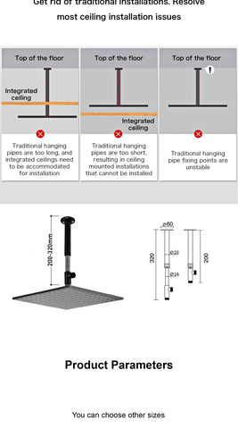 AITANA Minimalist Gun Grey Brass Ceiling Shower System Hidden Embedded Dual Handle Cold and Hot Water 2-Function Bathroom Mixer