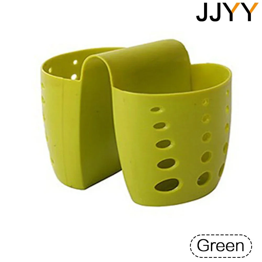 JJYY Kitchen Sink Hollow Drainage Hanging Basket Double Silicone Brush Sponge Hanging Bag Sundries Faucet Drainer Kitchen Tools