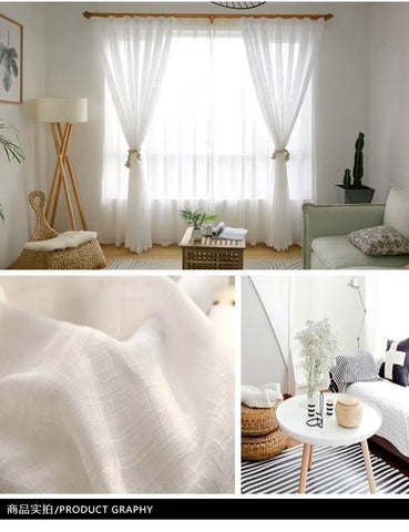 Modern White cotton linen sheer curtains for bedroom living room curtains for study curtain living room custom curtain tulle