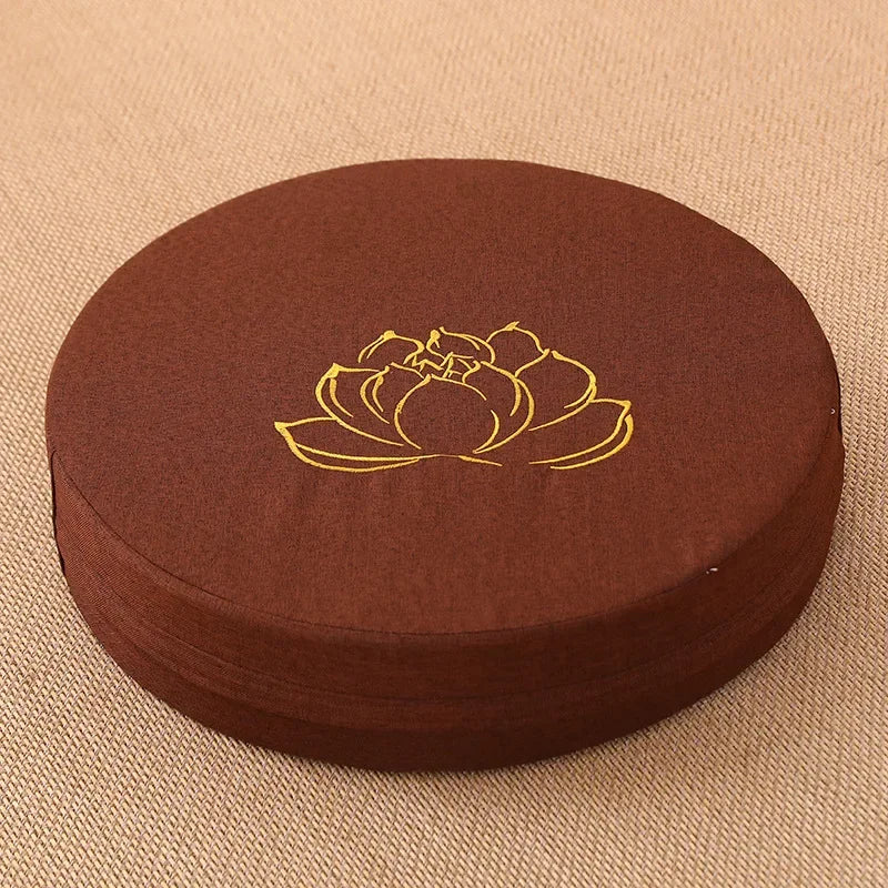 Yoga Meditation Cushion Round Thickened Embroidered Lotus Cushion with Backrest and Pillow 40*6cm Tatami Is Removable Washable