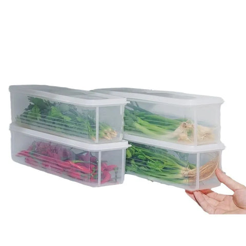 1/2/4Pcs Refrigerator Storage Boxes With Lid Plastic Fresh Keeping Box Kitchen Scallions Cilantro Eggs Noodles Sealed Container