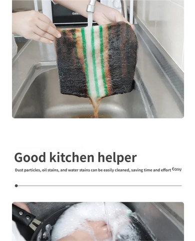 Bamboo Fiber Kitchen Towels, Double-Layer Thick Dish Cloths, Oil-Resistant & Highly Absorbent, Lint-Free Cleaning Rags for Dishe