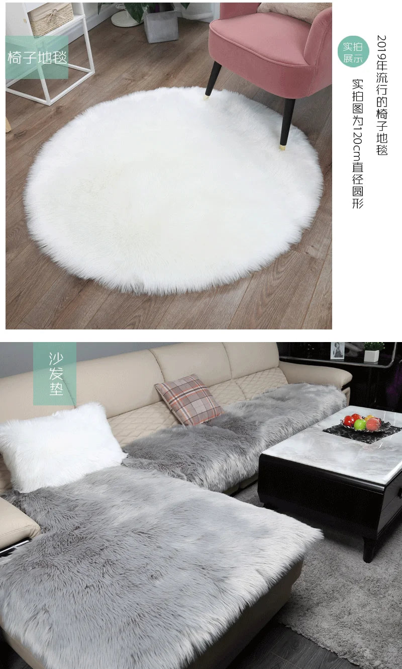 Thick White Carpet Soft Fur for Living Room Plush Rug Bedroom Imitation Wool Fluffy Floor Carpets Window Bedside Home Decor Rugs