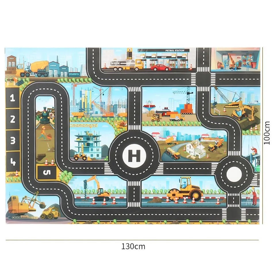 100x130 Kids Playmat Farm Road Portable Map Baby Educational Rugs Toddler Dinosaur Waterproof Play Mat Crawling Non-Toxic Carpet