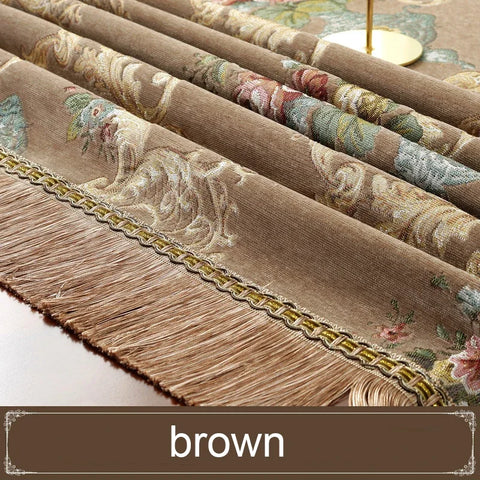 European Retro Dinning Tablecloth With Tassel Luxury Embroidery Table Cover Flower Elegant Table Cloth Decoration Living Room