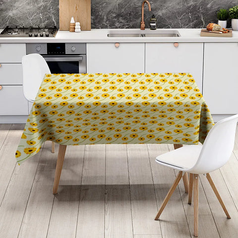 Sunflower Pattern Tablecloth Yellow Floral Design Dining Room Decoration Home Textiles Waterproof Decorative Cover for Kitchen U