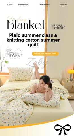 New Floral Print Spring Summer Quilt Soft Comfortable Quilted Quilts Single Double Blanket for Bed Comforter Knitted Thin Duvet
