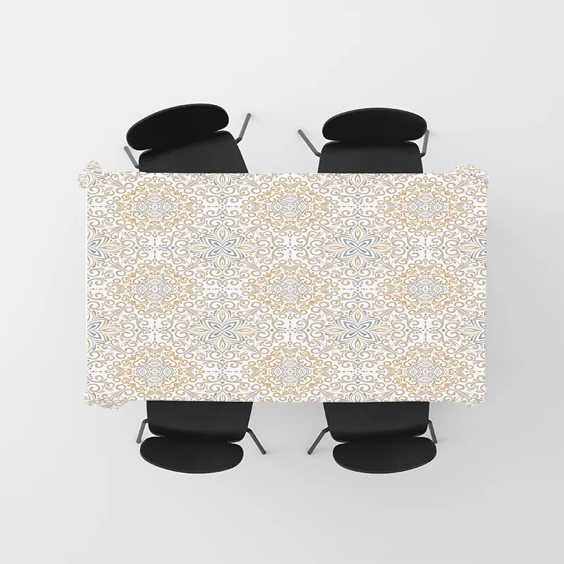 Modern Floral Tablecloth: Elegant Gold White Dining Room Decor for Kitchen Tables 60x125cm Square Home Textiles