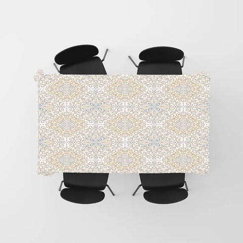 Modern Floral Tablecloth: Elegant Gold White Dining Room Decor for Kitchen Tables 60x125cm Square Home Textiles
