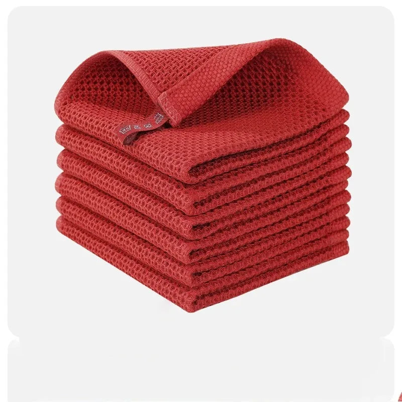 1-6PCS Cotton Towel Soft Absorbent Dishcloth Kitchen Dish Rags Honeycomb Breathable Face Wash Towel Cleaning Cloth Wash Cloth