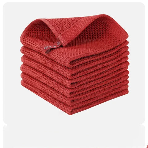 1-6PCS Cotton Towel Soft Absorbent Dishcloth Kitchen Dish Rags Honeycomb Breathable Face Wash Towel Cleaning Cloth Wash Cloth
