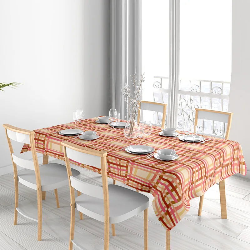 Kitchen Tablecloth Plaid Printed Non-slip Washable Cotton Polyester Dining Room Decor Decoration Home Textiles Red Yellow White