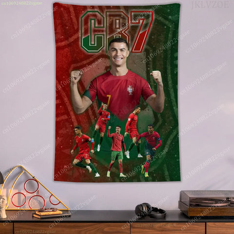 2025 Ronaldo Tapestry Man Portugal Posters Football Wall Tapestries For Bedroom Decoration Aesthetic Tapices Flag Wallpaper