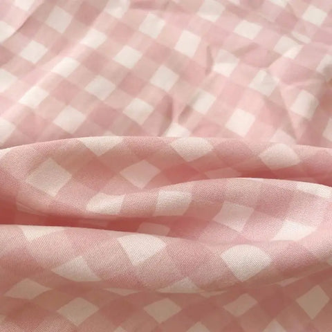 New Ultra-Thin Grid Pattern Fitted Sheet Set Washed Cotton Skin-Friendly Mattress Dust Cover Soft Breathable Household Mat