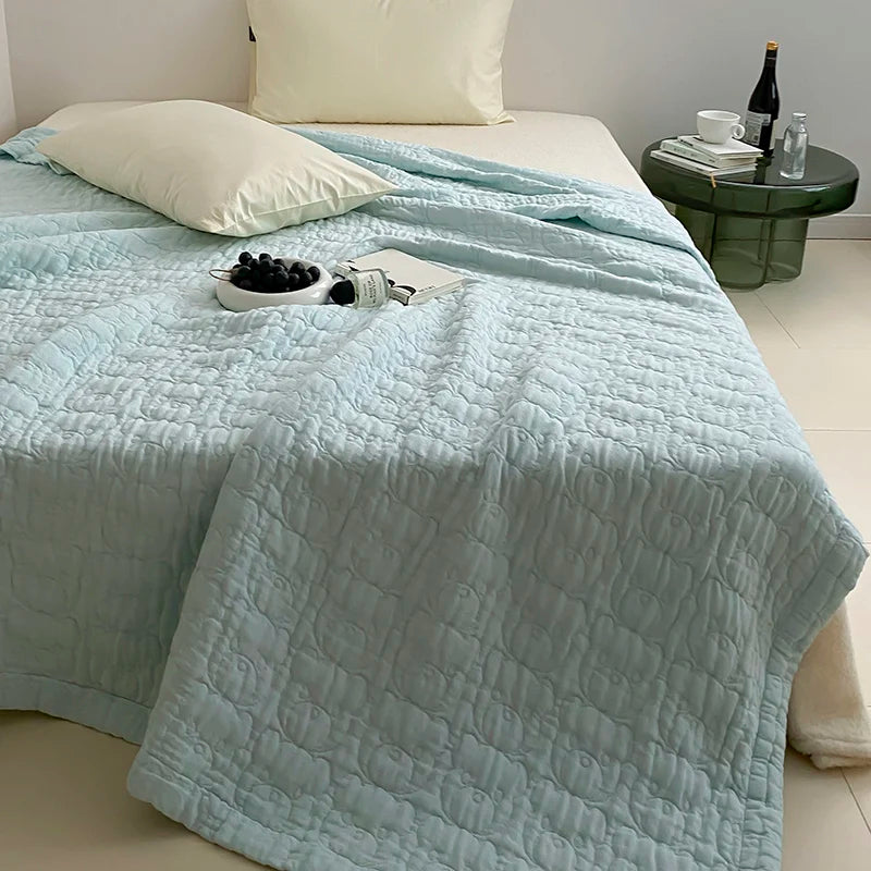 100% Cotton Duvet Quilted Quilts Single/Queen Size Comforter Summer Blanket High Quality Bedspread 여름이불(No Pillowcase)