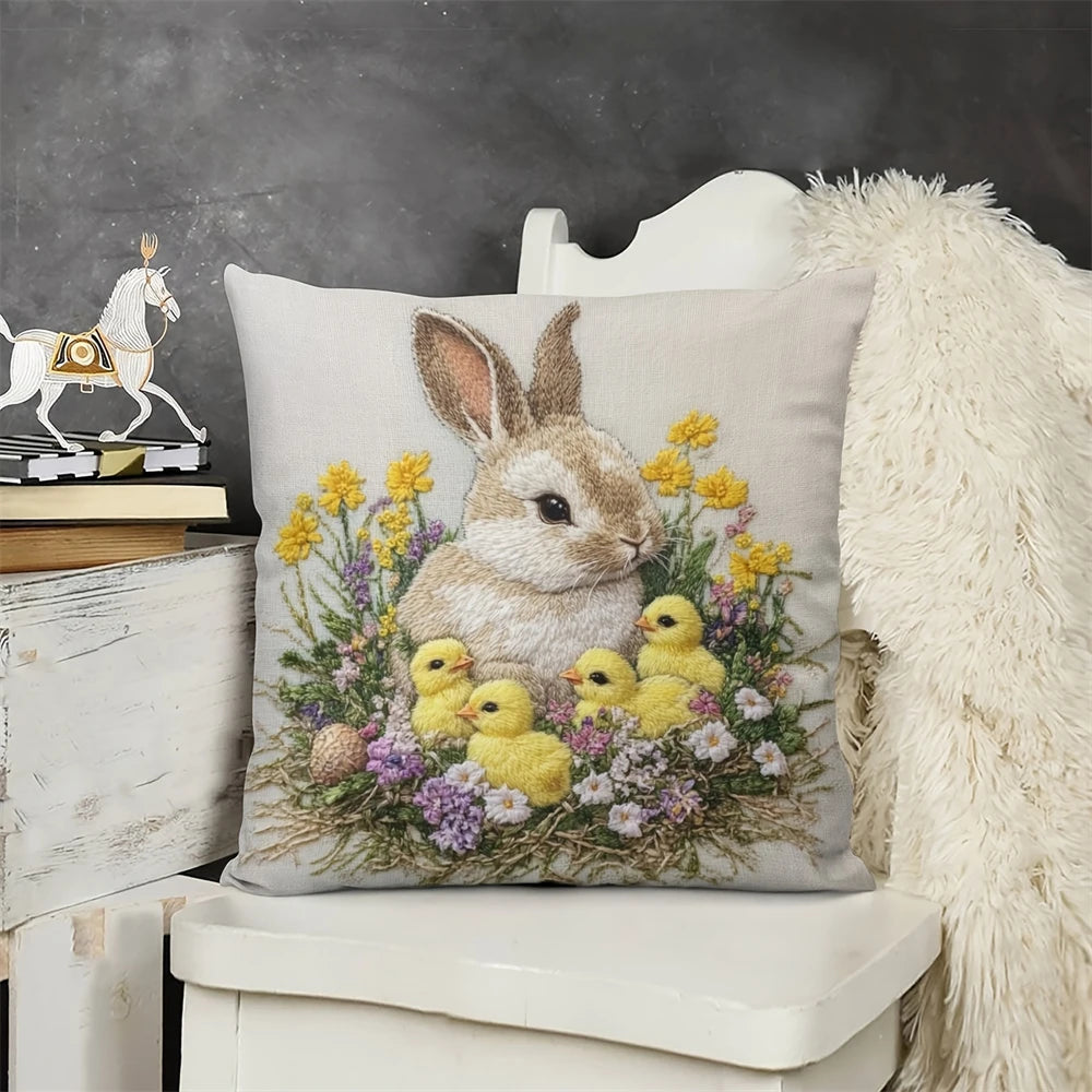 Easter flower pillow cover, holiday decoration sofa cushion cover, sofa home decoration, room decoration, office decoration, liv