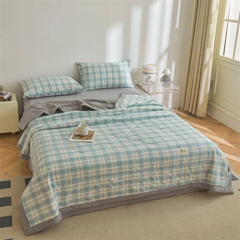 Summer 100% Cotton Thin Quilt Comforter Soft Air Conditioning All Season Quilt/Duvet/Blanket Lightweight Bed Cover Soft Bedding