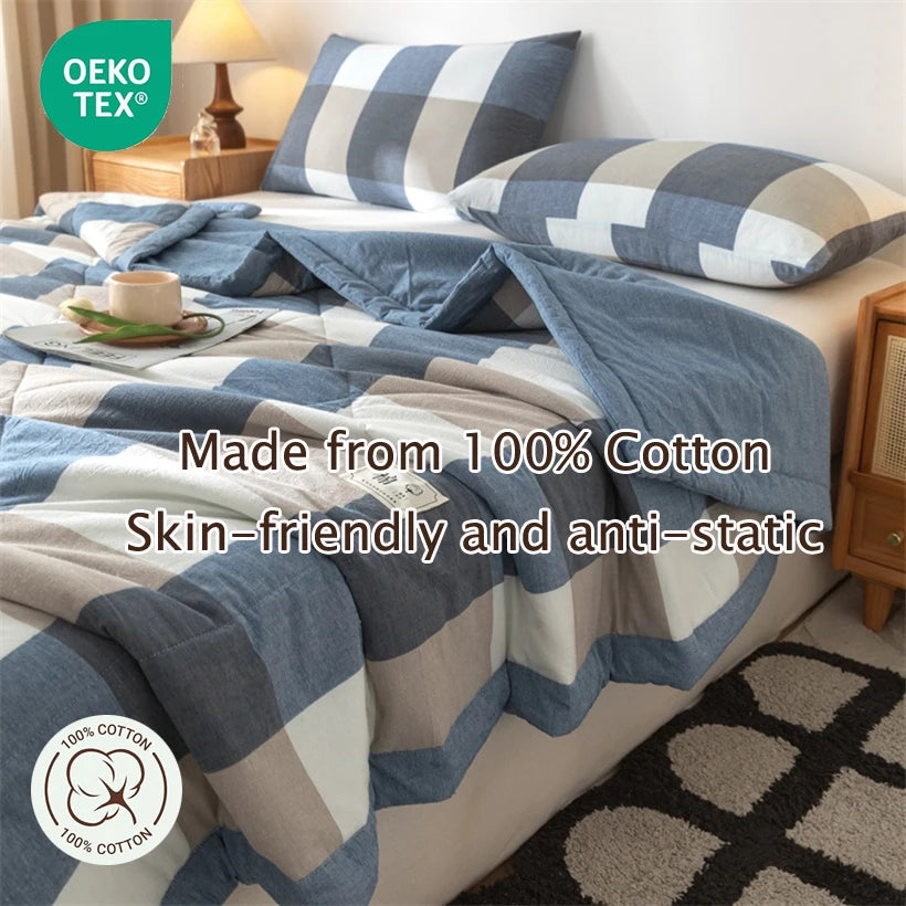 Summer 100% Cotton Thin Quilt Comforter Soft Air Conditioning All Season Quilt/Duvet/Blanket Lightweight Bed Cover Soft Bedding