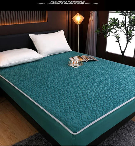 Waterproof Bed Cover Solid Color Fitted Bed Sheet With Elastic Band Anti-slip Adjustable Mattres Protector Fitted Sheet For Home