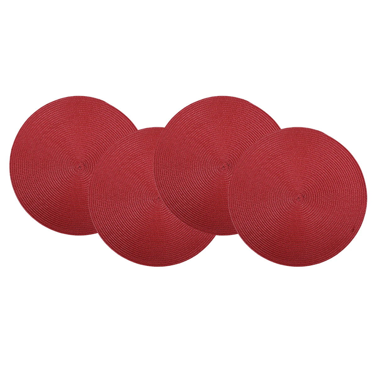 Round Braided Placemats Set of 4 Washable PP Heat Resistant 38cm Table Place Mat for Kitchen Xmas Dining Table Party Decor