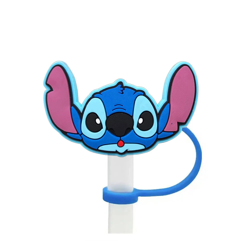 Disney Stitch Cartoon Silicone Straw Covers For Water Glass Bottle Drinking Dust Cap Straw Tip Cover Cup Accessories For 10mm