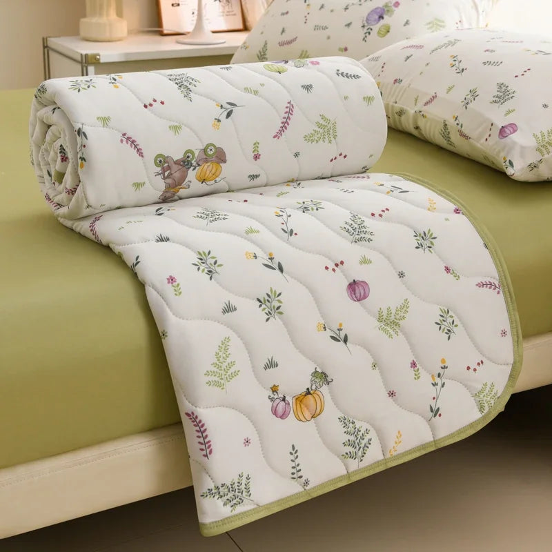 New Floral Print Spring Summer Quilt Soft Comfortable Quilted Quilts Single Double Blanket for Bed Comforter Knitted Thin Duvet