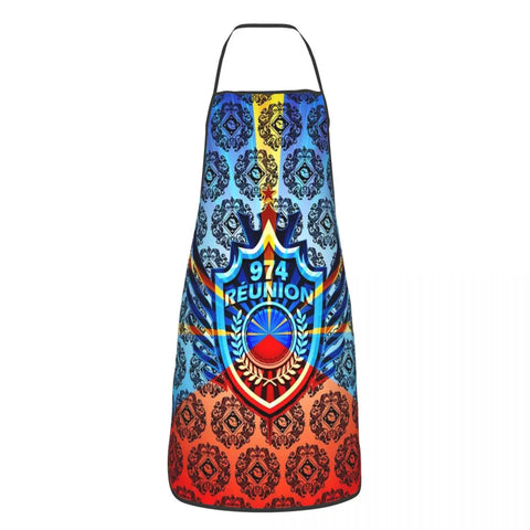 Custom Bib Kreol 974 Reunion Island Apron Men Women Unisex Adult Chef Kitchen Cooking Tablier Cuisine Painting