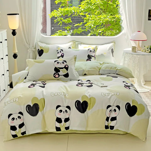Cute Bear Duvet Cover Set for Teens, 3-Pieces Set 100%Cotton Comforter Cover with Pillow Shams, Soft Comfortable Kids Bedding
