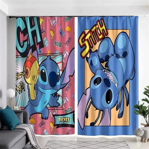 Stitch Cartoon Blackout Curtain New Digital Printed Shading Insulation Window Drapes Custom Boys Girls Kids Gifts