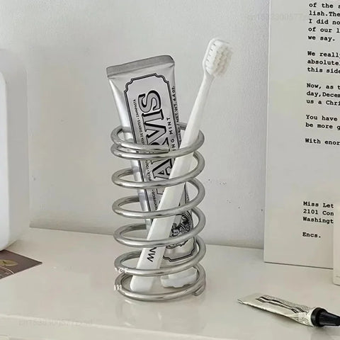 Multipurpose Stainless Steel Toothbrush Holder Bathroom Accessories for Toothpaste Makeup Brush Storage Rack Home Decoration