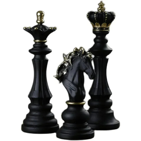 Resin Retro International Chess Figurine for Interior King Knight Sculpture Home Desktop Decor Living Room Decoration