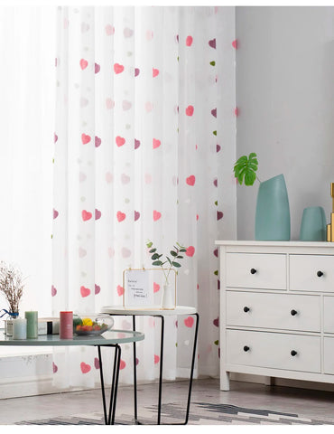 Cartoon Pink Heart Shape Blackout Curtains For Baby Girls Bedroom  Lovely Tulle For Living Room Window Treatment Drapys X-M05#30