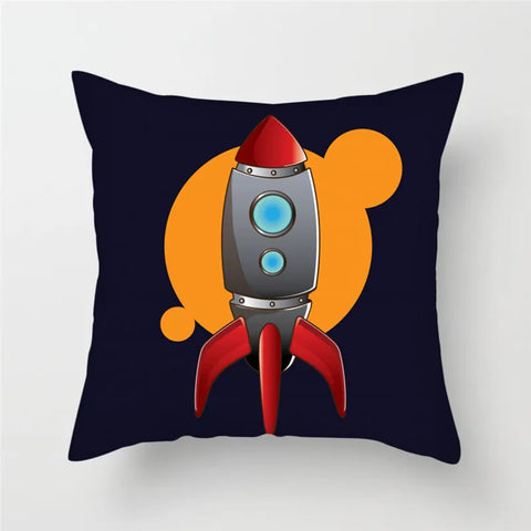 Cartoon Astronaut Rocket Spaceship Sofa Home Bedroom Decoration Pillowcase Kids Room  Space Theme Cushion Cover