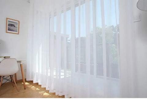 Modern White Solid Tulle Curtains for Living Room Bedroom Balcony Window Screening Sheer Voile Drapes Gauze Treatments Door