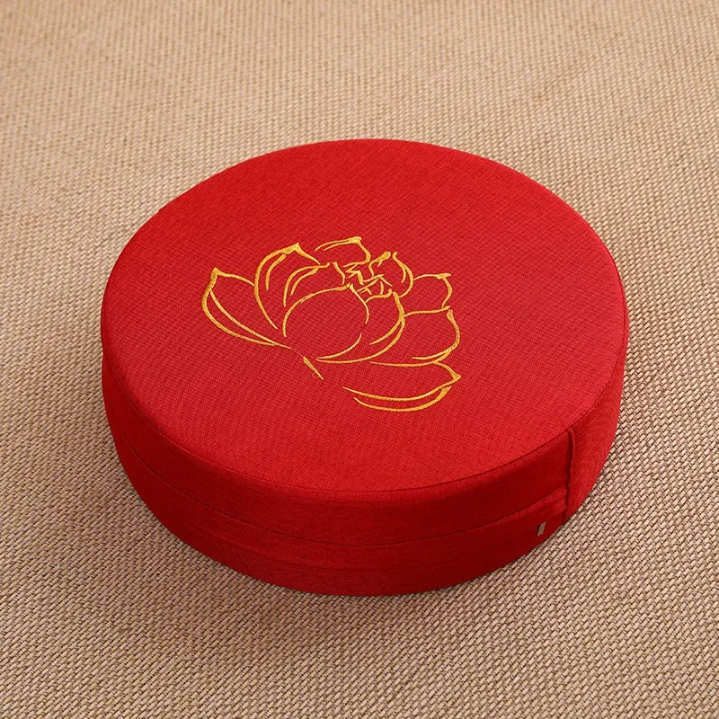 Yoga Meditation Cushion Round Thickened Embroidered Lotus Cushion with Backrest and Pillow 40*6cm Tatami Is Removable Washable