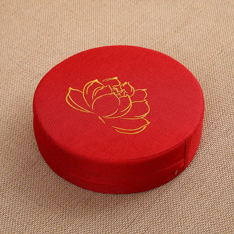 Yoga Meditation Cushion Round Thickened Embroidered Lotus Cushion with Backrest and Pillow 40*6cm Tatami Is Removable Washable