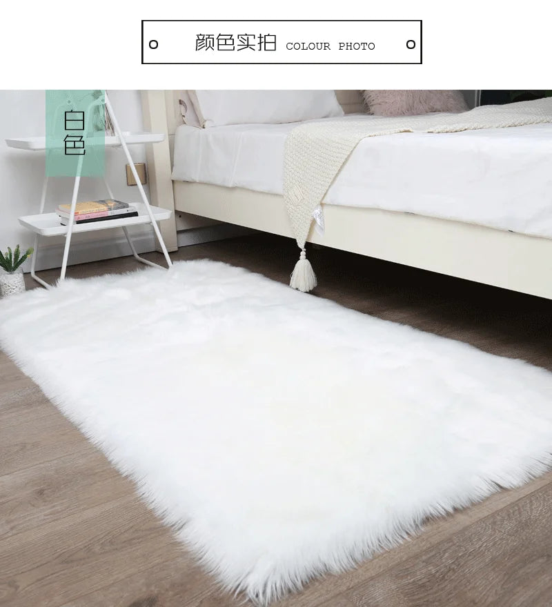Thick White Carpet Soft Fur for Living Room Plush Rug Bedroom Imitation Wool Fluffy Floor Carpets Window Bedside Home Decor Rugs