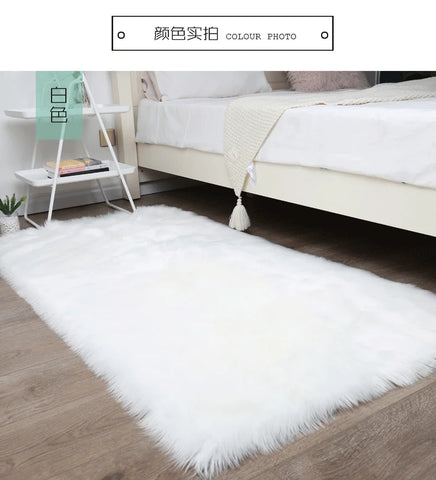 Thick White Carpet Soft Fur for Living Room Plush Rug Bedroom Imitation Wool Fluffy Floor Carpets Window Bedside Home Decor Rugs