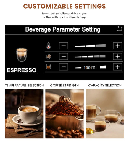 Mcilpoog WS817 -7"colorfAutomatic Espresso Machine with Milk Frother,  21 Flavors for Home & Office