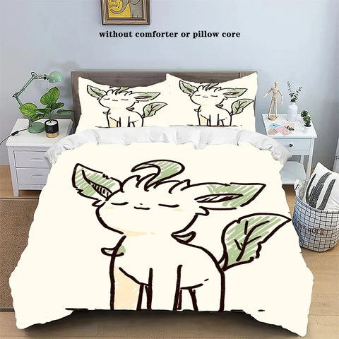 Pokemons Cartoon Anime Bedding Set Kawaii Pikachu Gengar Eevee Charizard Quilt Duvet Cover Children's Set Room Decoration Gift