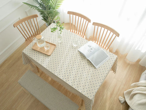 Pastoral Rectangular Linen Cotton Cloth Tablecloth Fabric Daisy Flower Printed Home Kitchen Dining Room Table Cloths Ornament