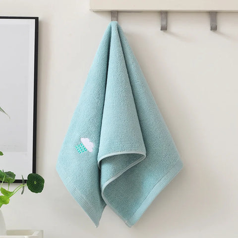 Bathroom cotton towel 74x34cm weather face towel embroidered word cute soft absorbent towel hand towel
