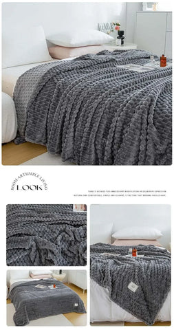 Winter Plaid Blankets for Beds Luxury Warm Sofa Blnket Fluffy Blankets Queen King Size Bedding Imitation Fur Bed Sofa Cover