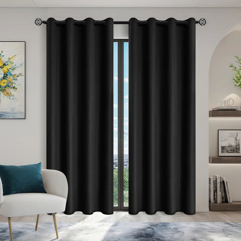 2pcs 100% Blackout Curtains, Thermal Insulated Window Drapes, Window Curtains for Bedroom Living Room, Home Decoration
