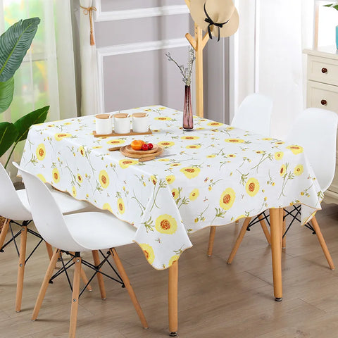 1pcs PEVA Waterproof Oilproof Tablecloth Washable Fabric For Dining Table Kitchen Decor Beautiful Flower Pattern Table Cloth