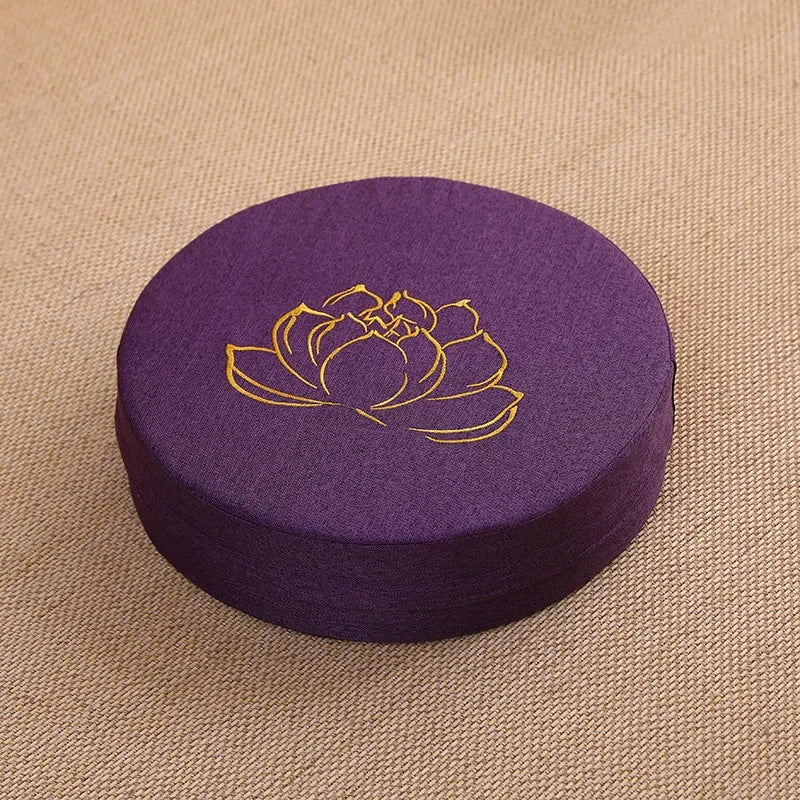 Yoga Meditation Cushion Round Thickened Embroidered Lotus Cushion with Backrest and Pillow 40*6cm Tatami Is Removable Washable