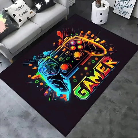 2024 Gaming for Boys Room Gamer Casual Carpet with Controller Design Rug for Game Room Bedroom Decor Non-slip Machine Washab Mat