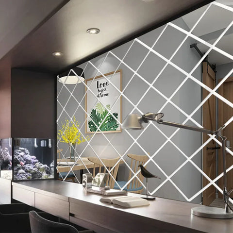 3D Mirror Stickers Acrylic Triangles Self-adhesive Diamonds DIY Wall Mirror Stickers for Living Room Home Decor 10/17/32/58Pcs
